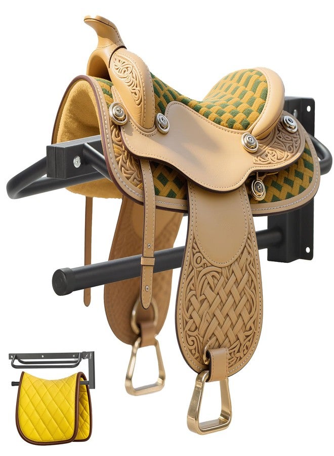Sidasu 1 Pack Thickened Saddle Rack with Pad Bar,Wall Mounted Saddle Rack, Heavy Duty Saddle Stand Detachable for Western & English Style Saddles,Horse Tack Storage,Black - Image 1